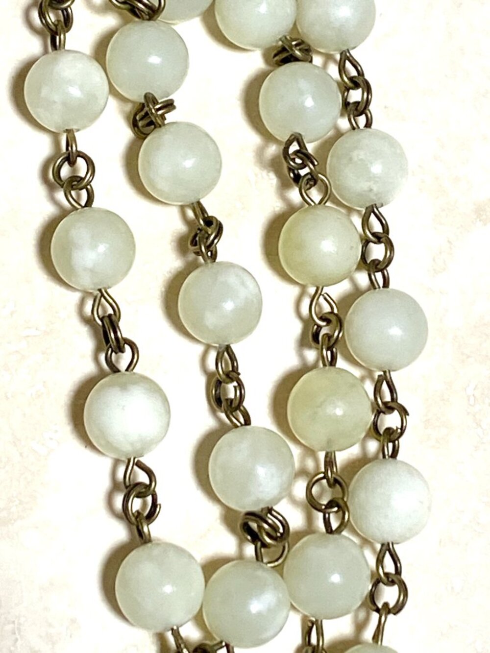 Natural Pale Green Serpentine Short Necklace, Gemstone & Bronze Round Mushroom - Picture 8 of 13